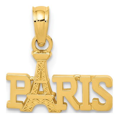 14K Yellow Gold Paris Eiffel Tower Pendant