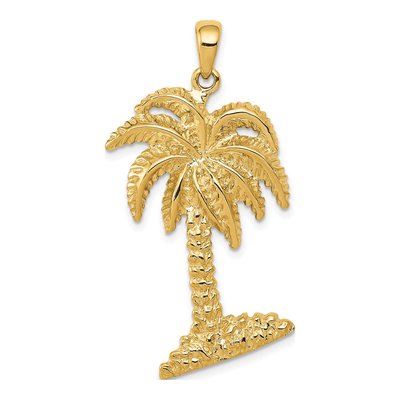 14K Yellow Gold Large Palm Tree Pendant
