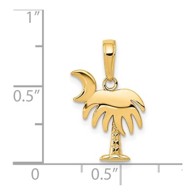 14K Yellow Gold Charleston Palm Tree Moon Pendant – view 4