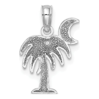 14K White Gold Palm Tree Moon Pendant – view 5