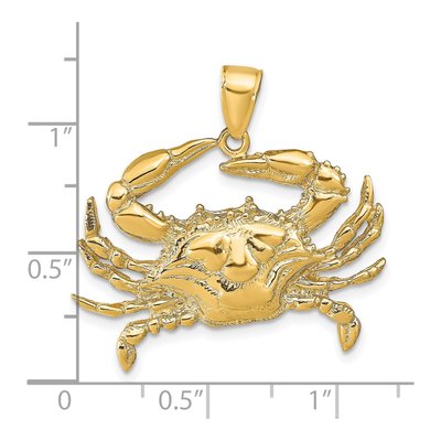 14K Yellow Gold Large Blue Crab Pendant – view 4