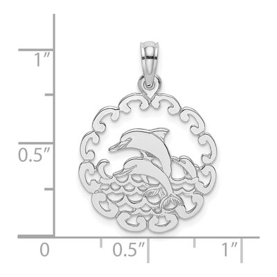 14K White Gold Jumping Dolphins Pendant – view 4