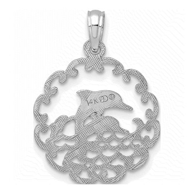 14K White Gold Jumping Dolphins Pendant – view 5