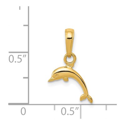 14K Yellow Gold Mini Dolphin for Kids Pendant – view 4