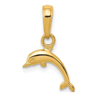 14K Yellow Gold Mini Dolphin for Kids Pendant
