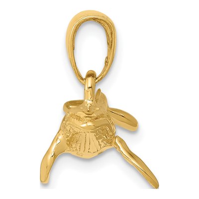 14K Yellow Gold 3-D Humpback Whale Pendant – view 3