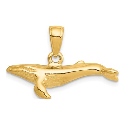 14K Yellow Gold 3-D Humpback Whale Pendant – view 4
