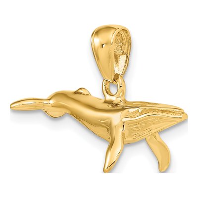 14K Yellow Gold 3-D Humpback Whale Pendant – view 5