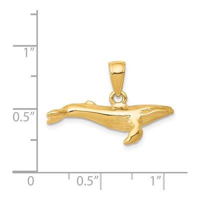 14K Yellow Gold 3-D Humpback Whale Pendant – view 6