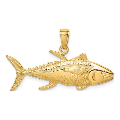 14K Yellow Gold Yellowfin Tuna Fish Pendant