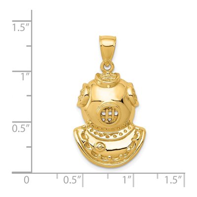 14K Yellow Gold Divers Helmet Pendant – view 4