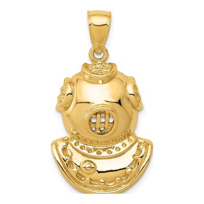 14K Yellow Gold Divers Helmet Pendant