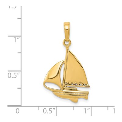 14K Yellow Gold Sailboat Pendant – view 4