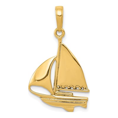 14K Yellow Gold Sailboat Pendant