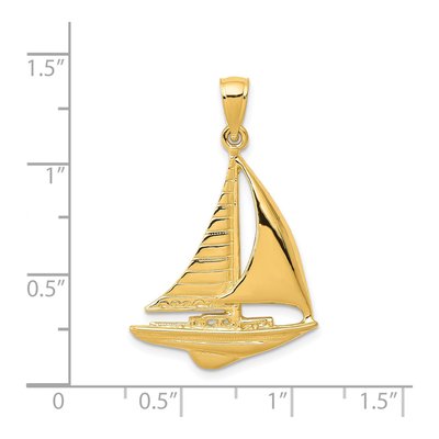 14K Yellow Gold Sailboat Pendant – view 4