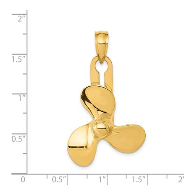 14K Yellow Gold Moveable 3-Blade Propeller Pendant – view 4