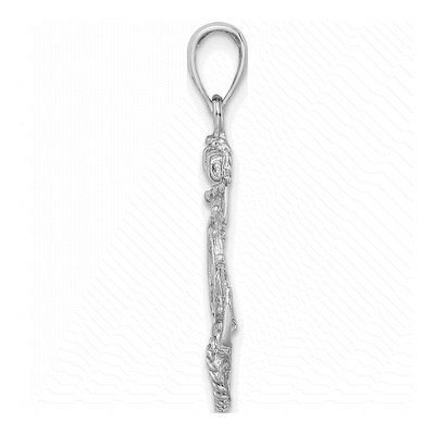 14K White Gold Anchor Ship's Wheel Pendant – view 3