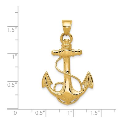 14K Yellow Gold Anchor Pendant – view 4