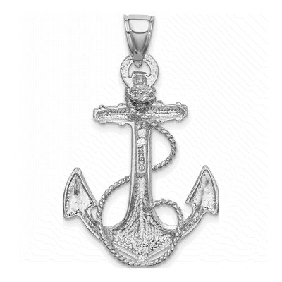 14K White Gold Large Anchor Pendant – view 4