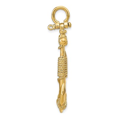 14K Yellow Gold Large 3-D Anchor Pendant – view 3