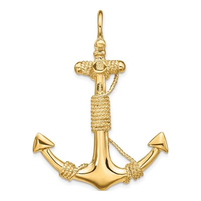 14K Yellow Gold Large 3-D Anchor Pendant – view 4