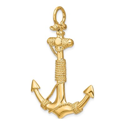 14K Yellow Gold Large 3-D Anchor Pendant – view 6