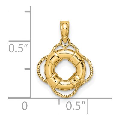14K Yellow Gold 3-D Life Preserver Charm – view 4