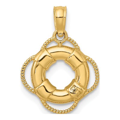 14K Yellow Gold 3-D Life Preserver Charm – view 5
