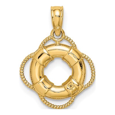 14K Yellow Gold 3-D Life Preserver Charm