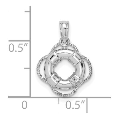 14K White Gold 3-D Life Preserver Pendant – view 4