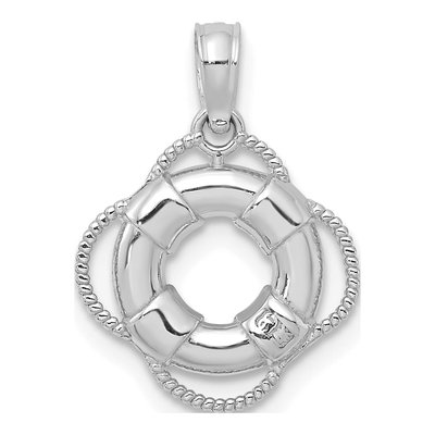 14K White Gold 3-D Life Preserver Pendant – view 5
