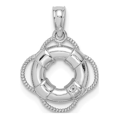 14K White Gold 3-D Life Preserver Pendant