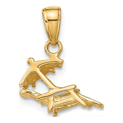 14K Yellow Gold Beach Chair Umbrella Pendant – view 4
