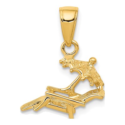 14K Yellow Gold Beach Chair Umbrella Pendant