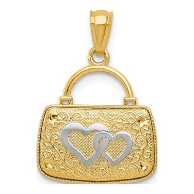 14K Yellow Gold 3-D Handbag Heart Pendant – view 4