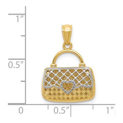 14K Yellow Gold 3-D Handbag Heart Pendant – view 5