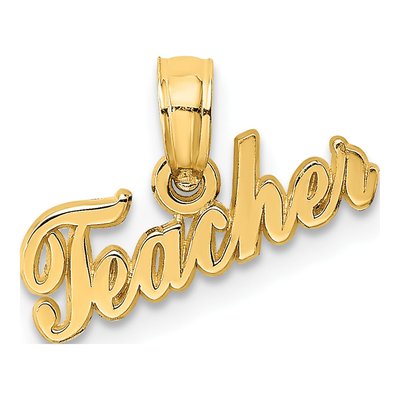14K Yellow Gold Teacher Pendant
