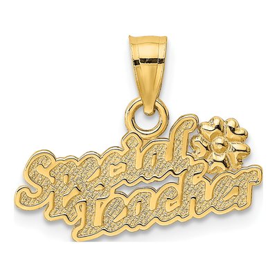 14K Yellow Gold Teacher Flower Pendant