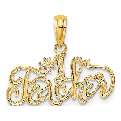 14K Yellow Gold Teacher Number 1 Pendant