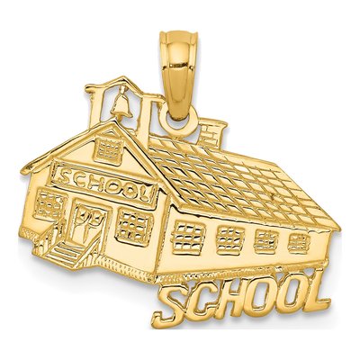 14K Yellow Gold School House Pendant