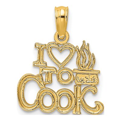 14K Yellow Gold I Heart to Cook Charm
