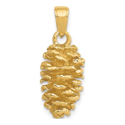 14K Yellow Gold 3-D Pinecone Pendant – view 4