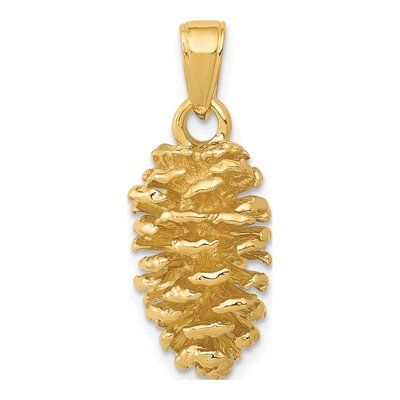 14K Yellow Gold 3-D Pinecone Pendant
