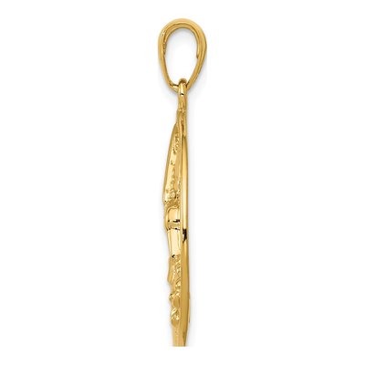 14K Yellow Gold Hummingbird Round Frame Pendant – view 3