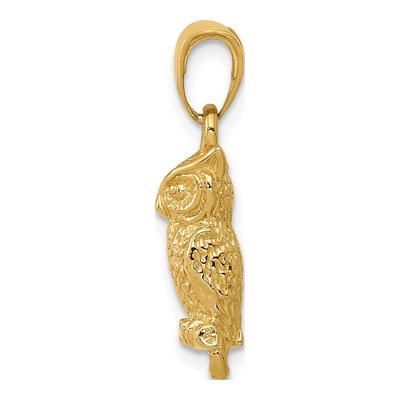 14K Yellow Gold 3-D Owl Pendant – view 3