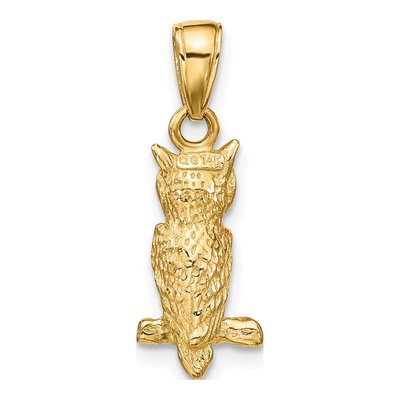 14K Yellow Gold 3-D Owl Pendant – view 4