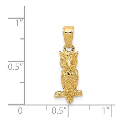14K Yellow Gold 3-D Owl Pendant – view 5