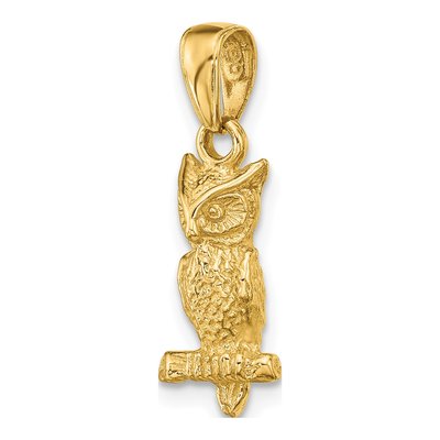 14K Yellow Gold 3-D Owl Pendant – view 6