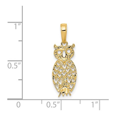 14K Yellow Gold Owl Pendant – view 4