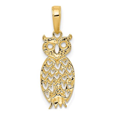 14K Yellow Gold Owl Pendant